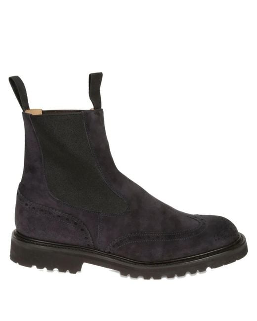 Tricker's Black Suede Chelsea Boots for men