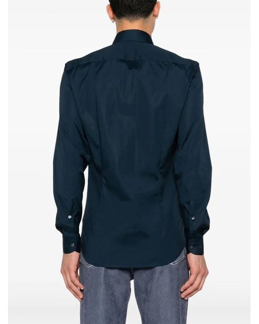 Fay Blue Cutaway-Collar Shirt for men