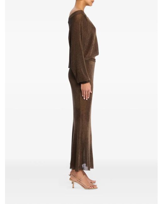SER.O.YA Brown Felicity Metallic Knitted Top