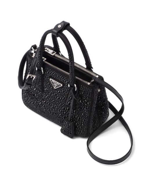 Prada Black Verzierte Galleria Mini-Tasche