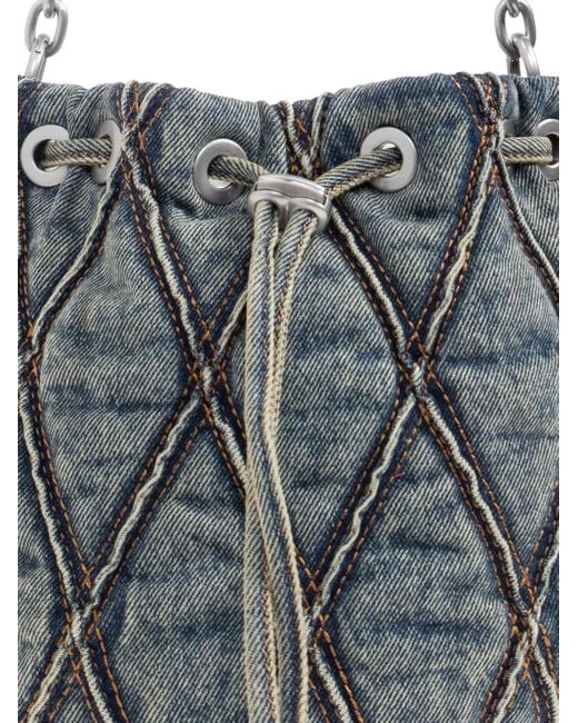 DIESEL White Mini Charm-D Quilted Chain-Strap Bag