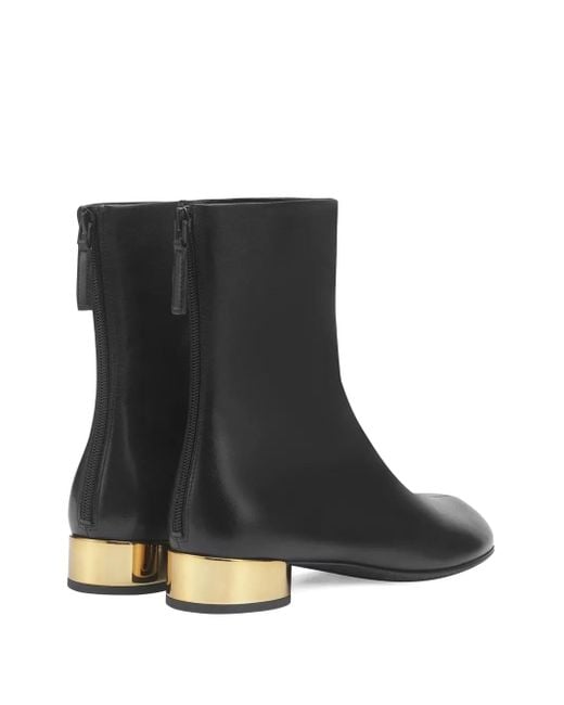 POTAMY Black Leather Ankle Boots
