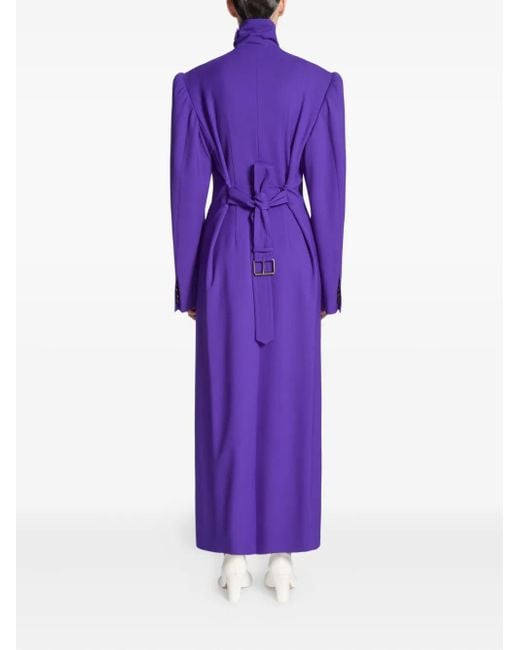 Dries Van Noten Jas Met Ceintuur En Dubbele Rij Knopen in het Purple