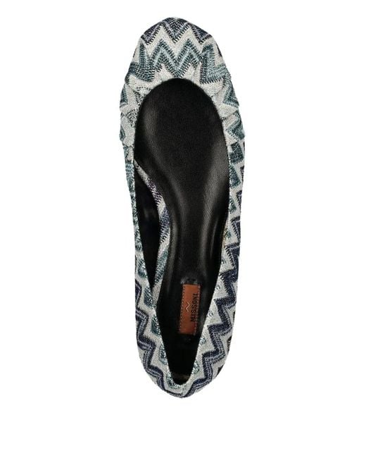 Missoni Natural Zigzag-Pattern Ballet Flats