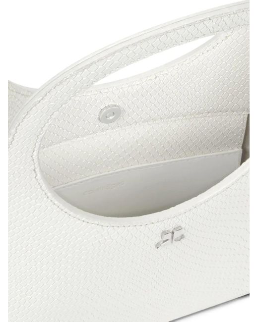 Courreges White Handtasche mit Schlangenleder-Prägung