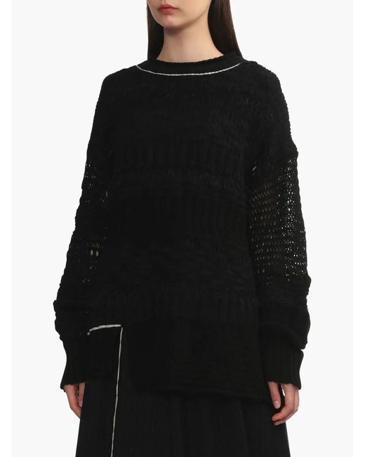 Y's Yohji Yamamoto Black Contrast-Stitching Jumper