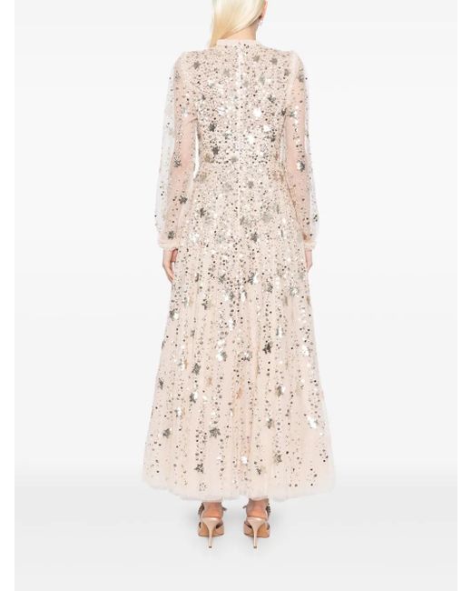 Vestido de fiesta Shooting Stars de manga larga Needle & Thread de color Natural