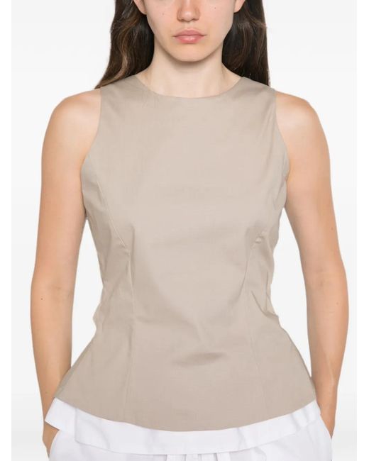 MOUTAKI Natural Bow-Detail Peplum Blouse