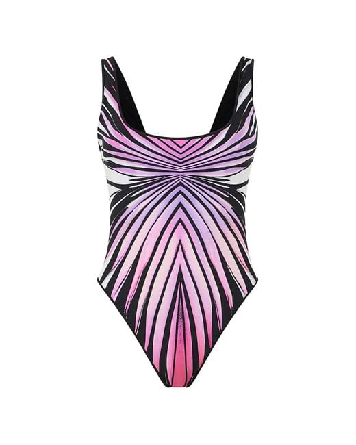 Roberto Cavalli Purple Graphic-Print Swimsuit