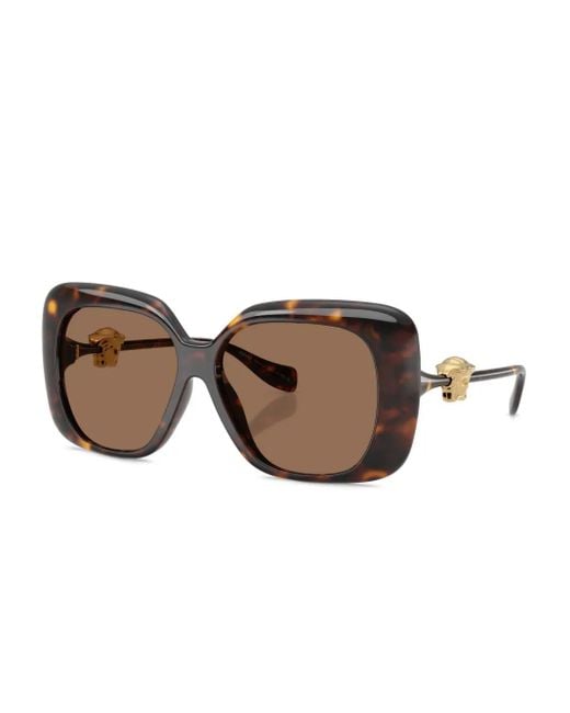 Versace Brown Medusa Square-Frame Sunglasses