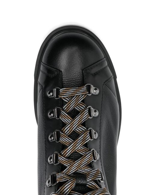 Santoni Fur-Trim Lace-Up Boots in Black for Men | Lyst display picture 2