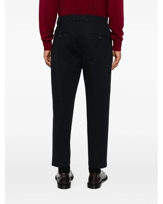 Eleventy Black Pleated Cotton-Blend Trousers for men