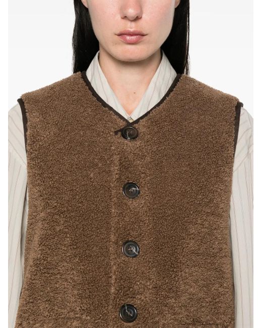 Chaleco con cuello en V Soeur de color Brown