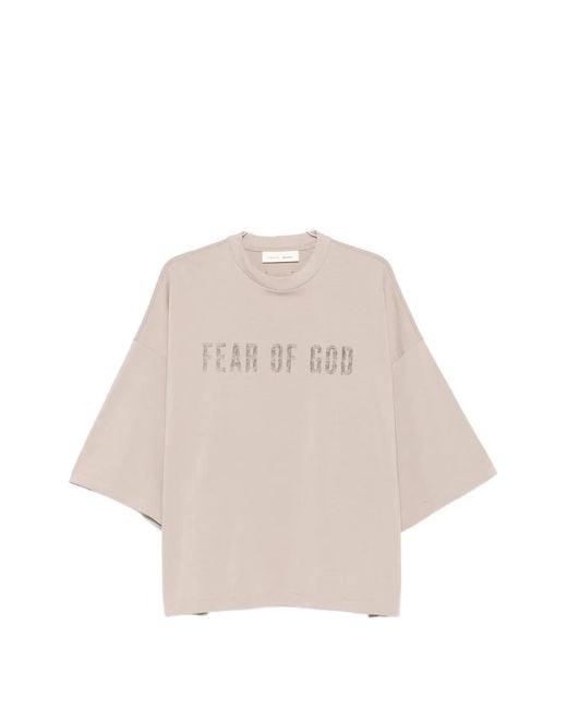 Fear Of God Natural Logo-Print Drop-Shoulder T-Shirt for men