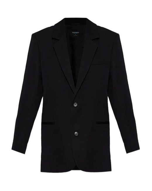 DSquared² Black Single-Breasted Wool Blazer