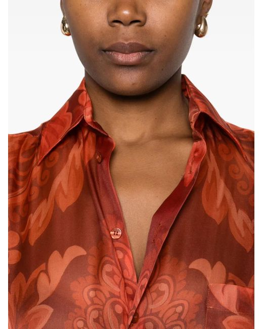 Etro Orange Silk Shirt
