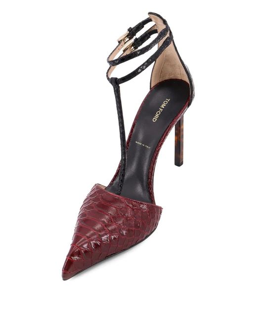 Tom Ford 90Mm Python-Effect Pumps in Pink | Lyst