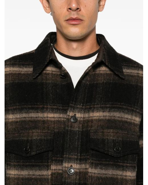 Isabel Marant Black Kervon Check-Pattern Shirt Jacket for men