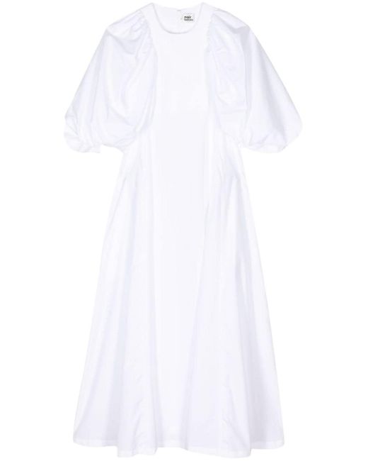 Noir Kei Ninomiya White Puff-sleeve Midi Dress