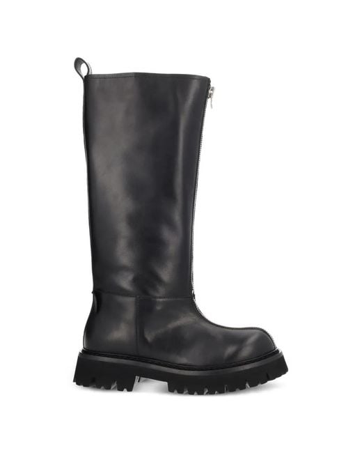 Moschino Black Zip Leather Boots