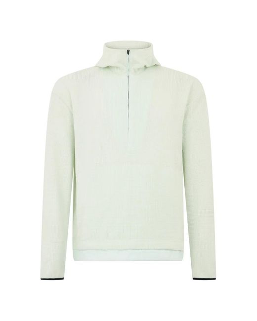 Herno White Waffle-Knit Quarter-Zip Sweatshirt for men