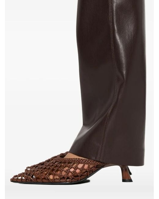 Nanushka Gray Five-Pocket Leather Trousers