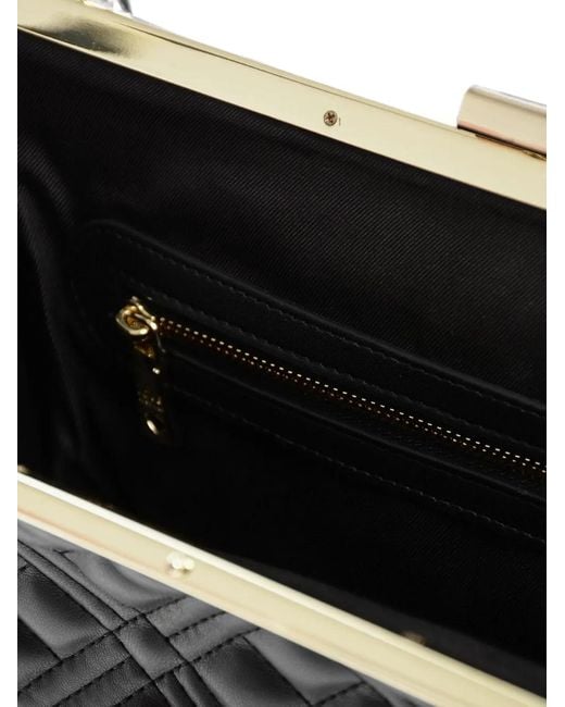 Love Moschino Black Quilted Logo-Plaque Shoulder Bag
