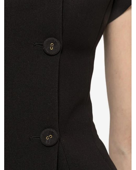 Nissa Black Off-Shoulder Fitted Blouse