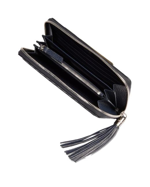 Lancel Blue Tassel Zip-Around Wallet