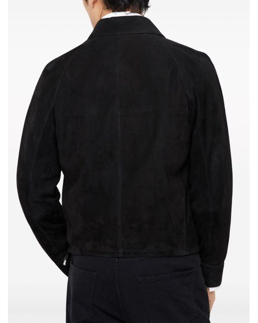 Brunello Cucinelli Hemdjacke aus Wildleder mit aufgesetzten Taschen in Black für Herren