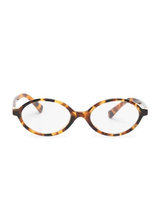 Miu Miu Natural Tortoiseshell Oval-Frame Glasses