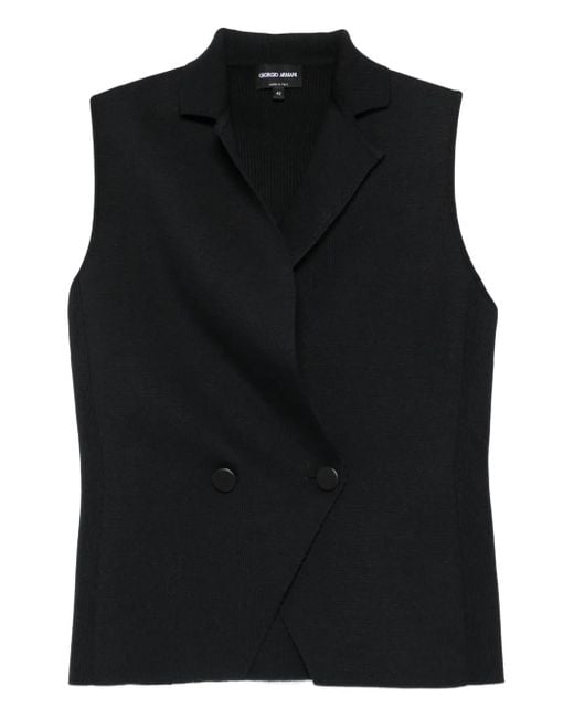 Giorgio Armani Black Double-Breasted Sleeveless Waistcoat