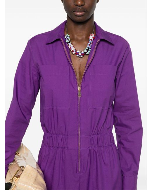 Blanca Vita Purple Tuta Trhyco Long-sleeve Jumpsuit
