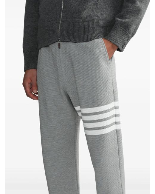 Thom Browne Gray Ottoman Rib 4-Bar Stripe Track Pants for men