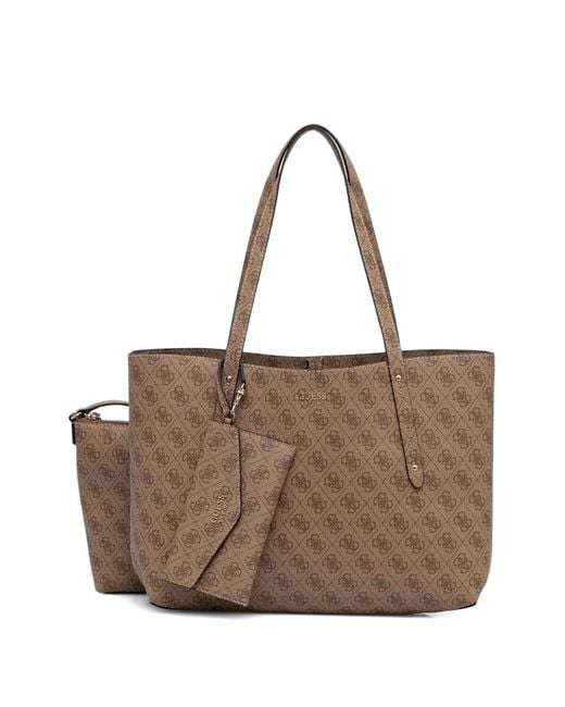 Borsa Tote Con Monogramma di Guess in Brown