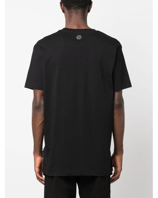 Philipp Plein Black Ss Pp Glass Cotton T-Shirt for men