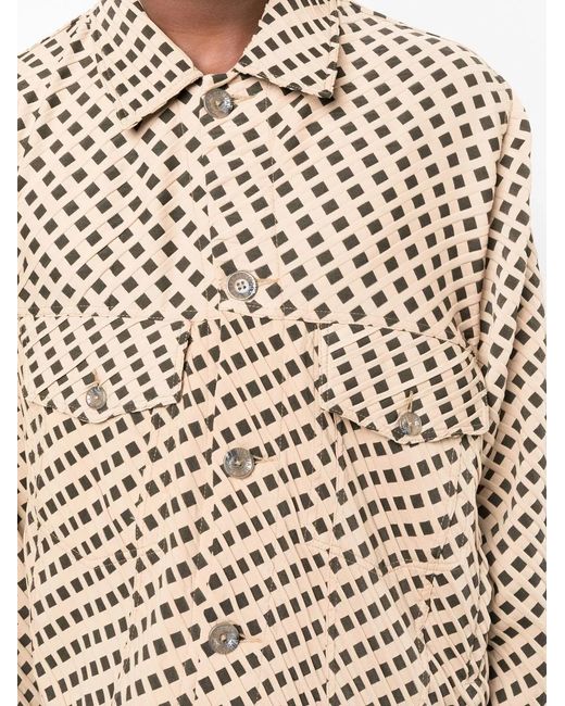 Song For The Mute Brown Geometric-Print Shirt-Jacket for men