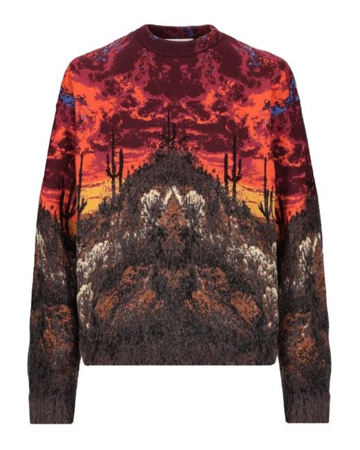 Laneus Red Crew-Neck Sweater for men