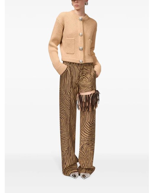 Area Natural Gemstone Button Knit Cardigan