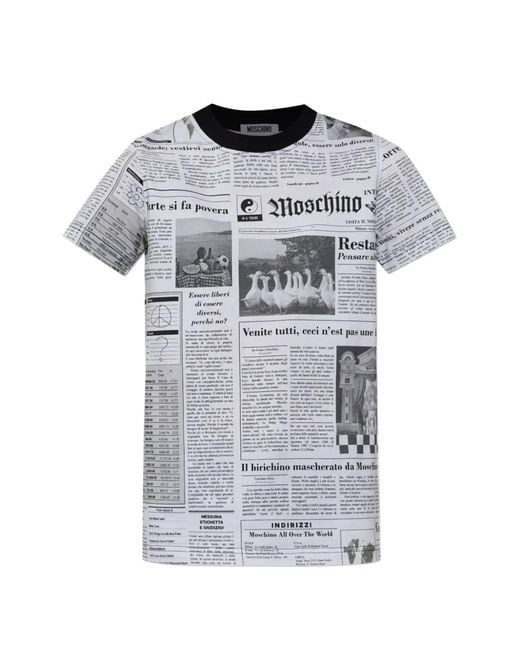 Moschino Gray Printed Round-Neck T-Shirt
