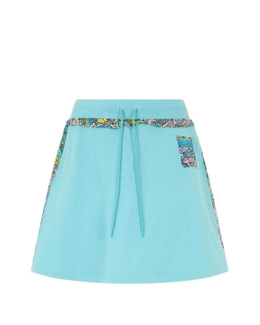 Moschino Blue Graphic-Print Drawstring Mini Skirt