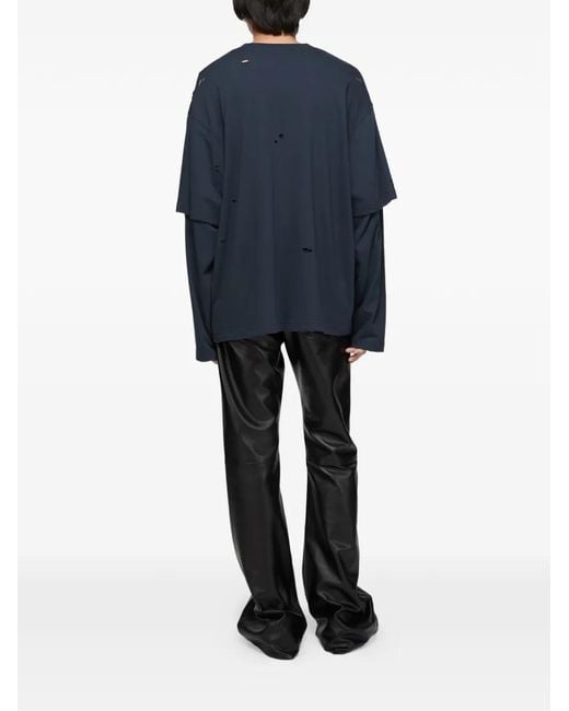 T-Shirt Superposé À Effet Usé Acne en coloris Blue