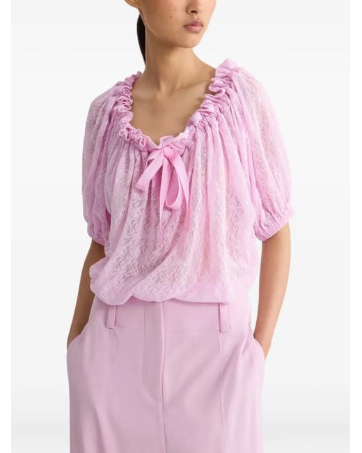 Patou Pink Lace-Detail Blouse