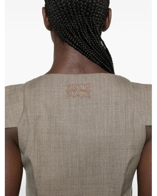 McQueen Gray Draped Cap-Sleeve Mini Dress