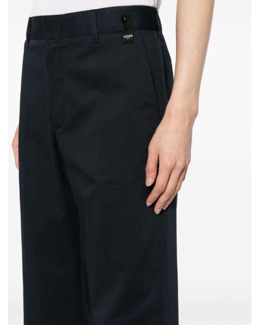 Fendi Black Logo-appliqué Straight-leg Trousers for men