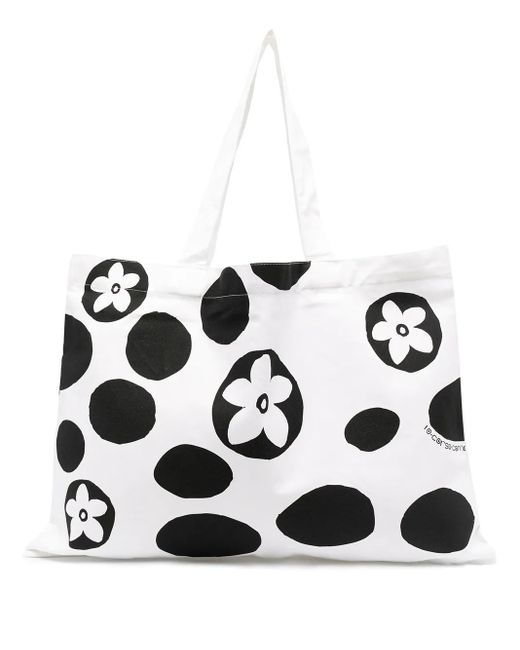 10 Corso Como White Floral Polka-Dot Print Tote Bag