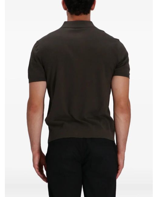 ARMANI EXCHANGE Black Logo-Embroidered Polo Top for men