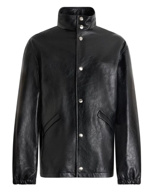 Bally Black Press-Stud Fastening Leather Jacket for men