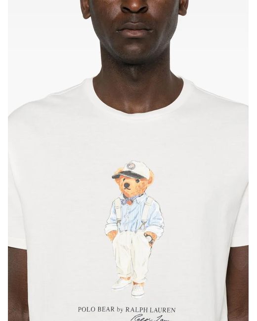 Polo Ralph Lauren White Polo Bear Cotton T-Shirt for men
