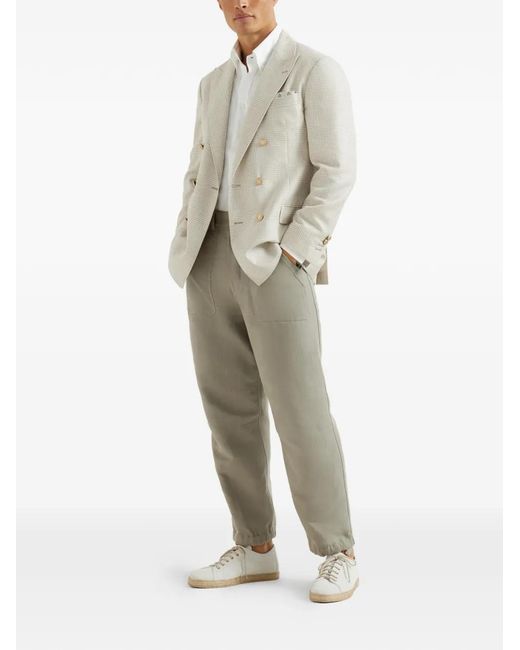 Brunello Cucinelli White Rope-Insert Suede Sneakers for men